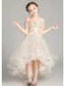 Cold Shoulder Star Tulle High Low Flower Girl Dress